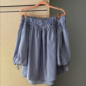 DO +BE size S Blue Striped off the shoulders blouse